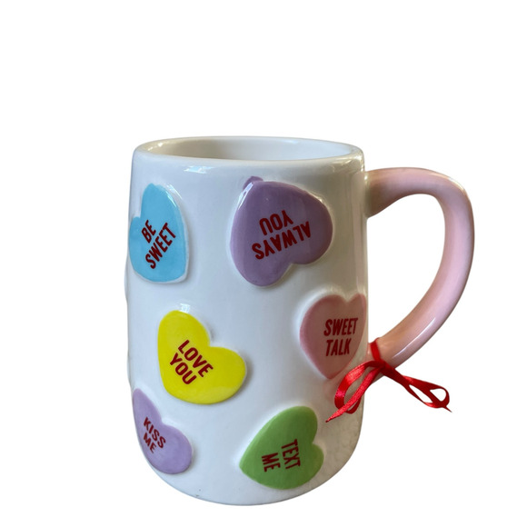 Lang Valentine Conversation Hearts Hand Painted Mug Valentines Day NEW - Picture 3 of 11